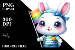 Vibrant Watercolor Smiling Cute Baby Rabbit PNG Product Image 2