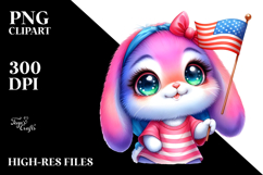 Vibrant Watercolor Smiling Cute Baby Rabbit PNG Product Image 2