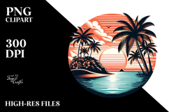 Retro Tropical Island Sunset PNG Product Image 2