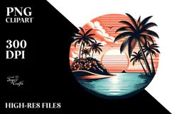 Retro Tropical Island Sunset PNG Product Image 2