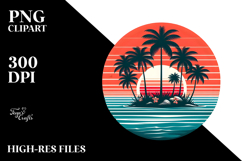Retro Tropical Island Sunset PNG Product Image 2