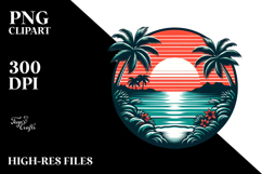Retro Tropical Island Sunset PNG Product Image 2