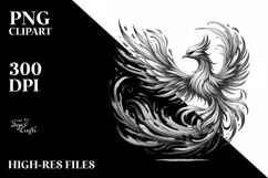 Simple Vintage Pencil Phoenix, PNG Product Image 2