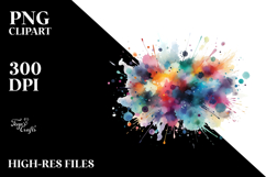 Colorful Splashes and Brushstrokes, Watercolor PNG Product Image 2