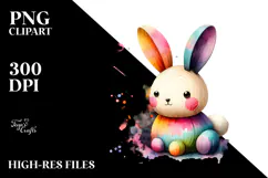 Colorful Pastel Bunny Wood PNG Product Image 2