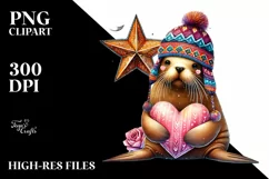Colorful Walrus Sitting on a Star PNG Product Image 2
