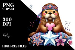 Colorful Walrus on Star PNG Product Image 2