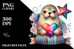 Colorful Walrus on Star PNG Product Image 2