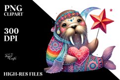 Colorful Walrus on Star PNG Product Image 2