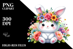 Cute Bunny Sitting on Flower | Clipart Product Image 2