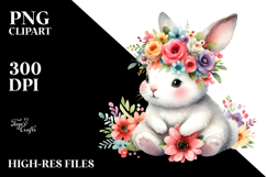 Cute Bunny Sitting on Flower | Clipart Product Image 2