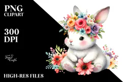 Cute Bunny Sitting on Flower | Clipart Product Image 2