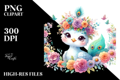 Pastel Peacock with Flower Crown | Sublimation | Clipart Product Image 2