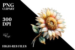 Sunflower with Golden Insertions, Watercolor Splash PNG Product Image 2