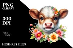 Baby Highland Cow with Primrose, Transparent PNG Product Image 2