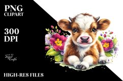 Baby Highland Cow with Primrose, Transparent PNG Product Image 2