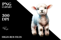 Digital Watercolor Adorning Baby Lamb PNG Product Image 2