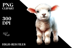 Digital Watercolor Adorning Baby Lamb PNG Product Image 2