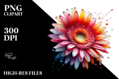 Vibrant Gerbera, Watercolor Splash PNG Product Image 2