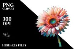 Gerbera with Watercolor Splash PNG Product Image 2