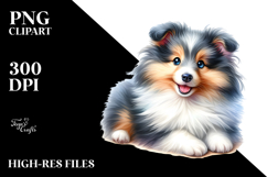 Watercolor Cute Baby Shetland Sheepdog PNG Product Image 2