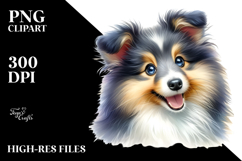 Watercolor Baby Shetland Sheepdog with Big Eyes PNG Product Image 2
