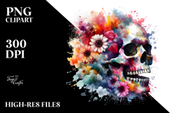 Colorful Skull with Dust Cloud, PNG Product Image 2