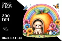 Dog House Rainbow Mushroom | Clipart Product Image 3