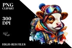 Colorful Baby Cow with Mountaineer&#039;s Gear PNG Product Image 1