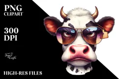 Cow with Sunglasses, Transparent PNG Product Image 2