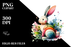 Colorful Bunny on Splashy Background PNG Product Image 2