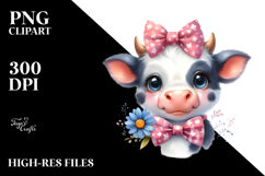 Funny Baby Cow with Bow PNG Product Image 2
