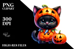 Cute Baby Black Cat Halloween Clipart Product Image 2