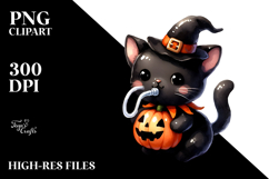 Cute Baby Black Cat Halloween Clipart Product Image 2
