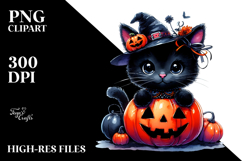 Cute Baby Black Cat Halloween Clipart Product Image 2