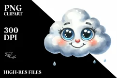 Simple Funny Cloud with Big Eyes, Transparent PNG Product Image 1