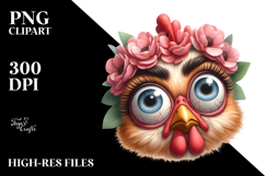 Dramatic Chicken with Flower Crown PNG Product Image 2
