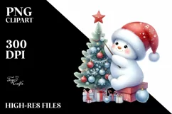 Baby Snow Men with Santa Hat PNG Product Image 2