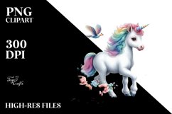 Colorful Baby Unicorn with Country Scene PNG Product Image 3