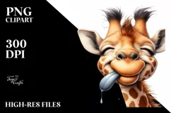 Detailed Giraffe Portrait Tongue Out | Clipart Product Image 1