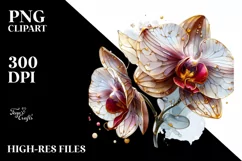 Detailed y Orchid with Golden Splash | Sublimation Clipart Product Image 3