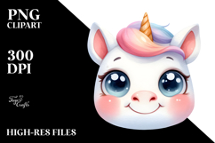 Baby Face Unicorn with Goofy Smile, Transparent PNG Product Image 2