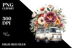 Vintage Campervan with Flowers PNG Product Image 3