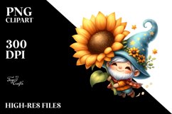 Floating Gnome with Large Sunflower, PNG Product Image 2