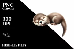 Vibrant Baby Otter Sleeping on a Cloud with Hanging Stars Product Image 3