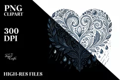 Vintage Hand Drawn Heart, PNG Product Image 2