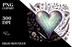Vintage Hand Drawn Heart, PNG Product Image 2