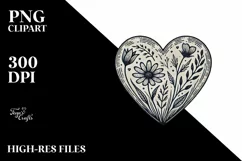 Vintage Hand Drawn Heart PNG Product Image 2