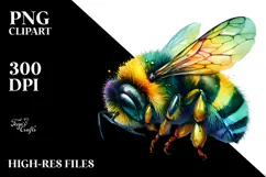 Cute Baby Bee Sleeping in Flower PNG Product Image 2