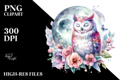 Pastel Owl Sleeping on the Moon PNG Product Image 2